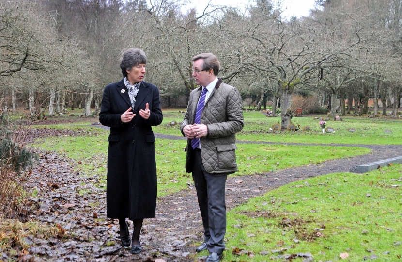 Liz Smith MSP with Cllr Alexander Stewart at Perth Crematorium 