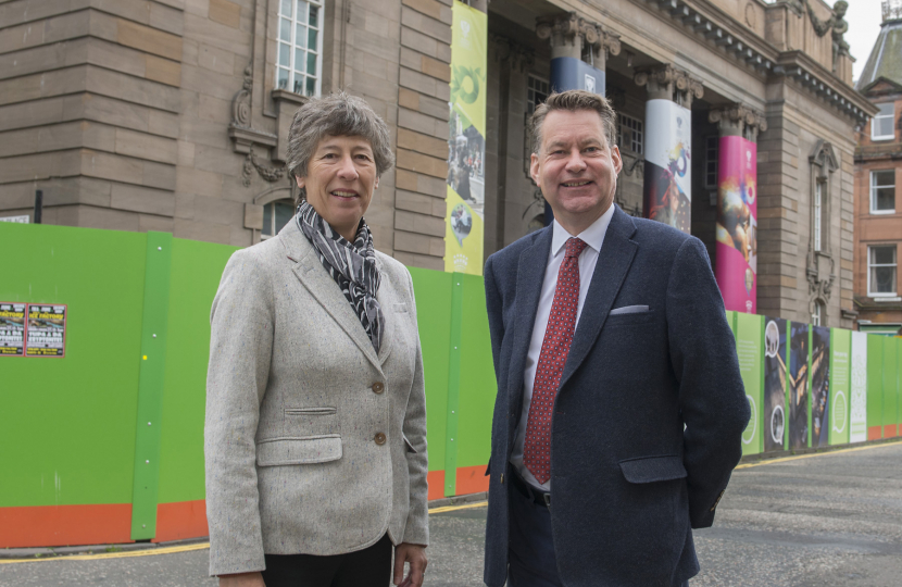 MSPs Liz Smith and Murdo Fraser outside the former Perth City Hall building