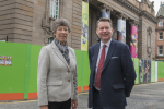 MSPs Liz Smith and Murdo Fraser outside the former Perth City Hall building