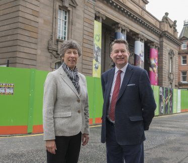 MSPs Liz Smith and Murdo Fraser outside the former Perth City Hall building